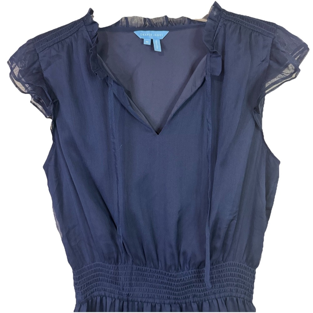 Draper James Womens Alana Mini Dress M Blue Mini Lined Pullover Ruffles - Picture 3 of 15